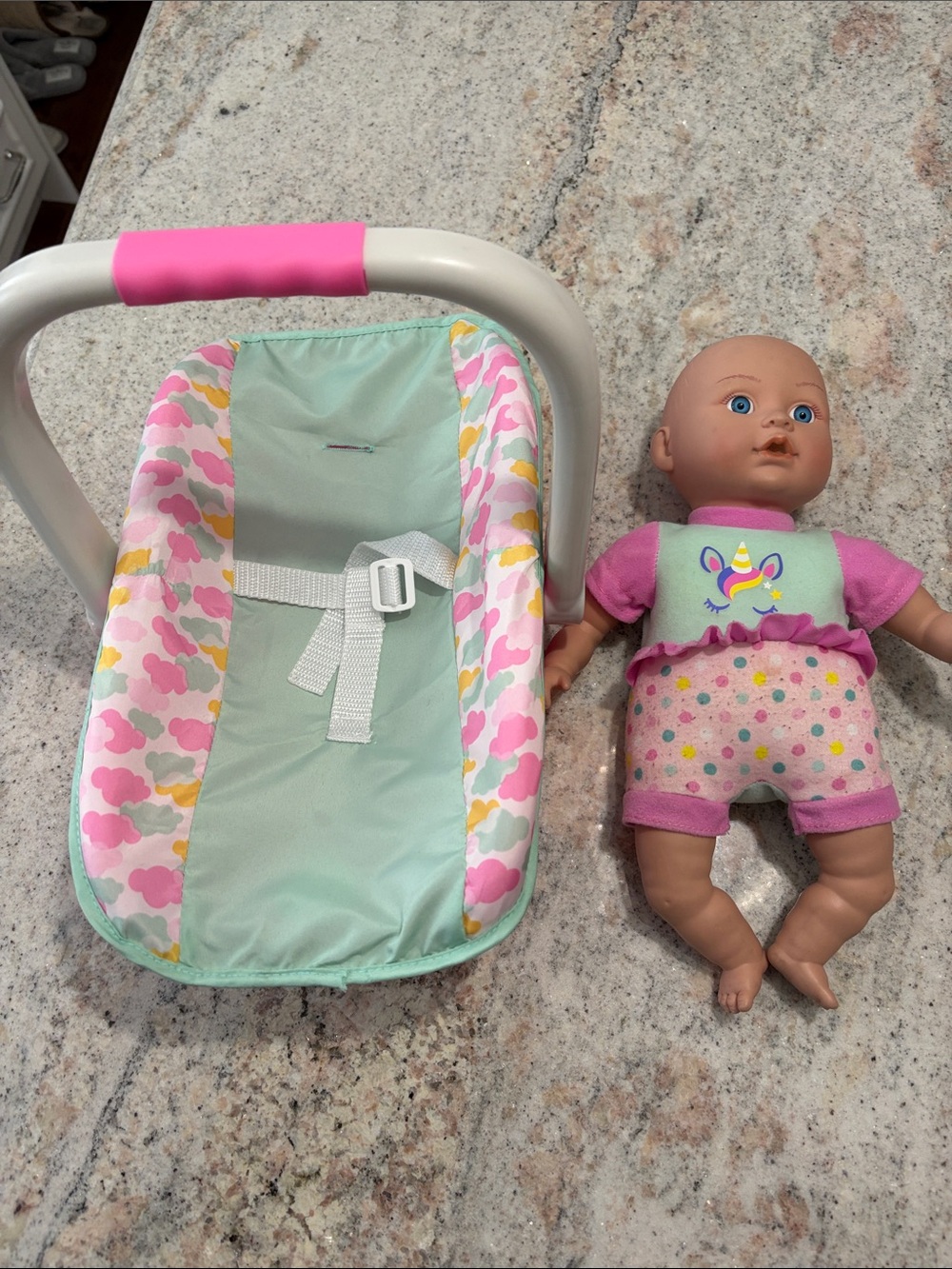 10/$30 Pink & Mint Doll Carrier with Baby Doll